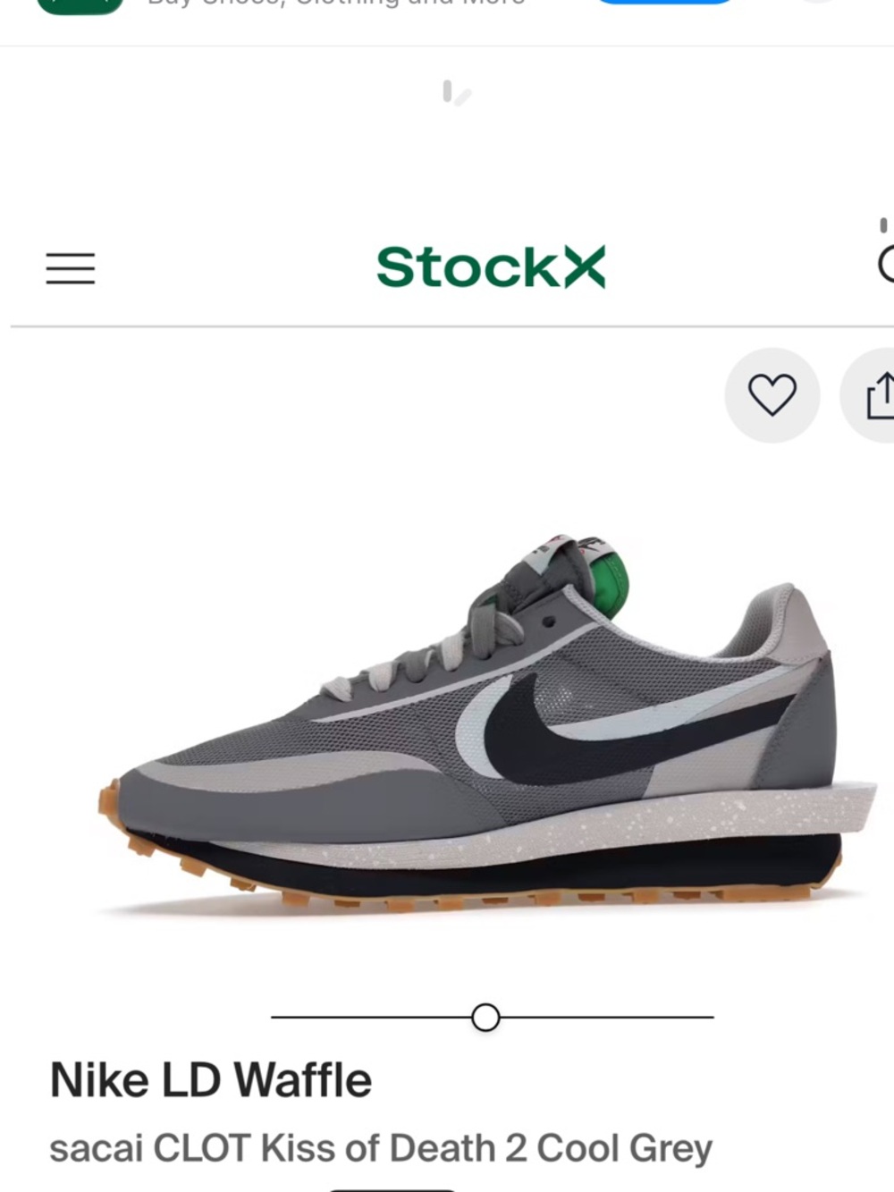 Nike LD Waffle sacai CLOT Kiss of Death 2 - Grey, Black & Green